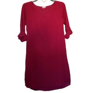 Japna Pink Roll Tab Sleeve Shift Dress Size Medium